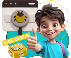 Тестирование & Vibe Debug. Охотники за багами - КИБЕРшкола программирования для детей, компьютерные курсы для школьников, начинающих и подростков - KIBERone г. Гольяново
